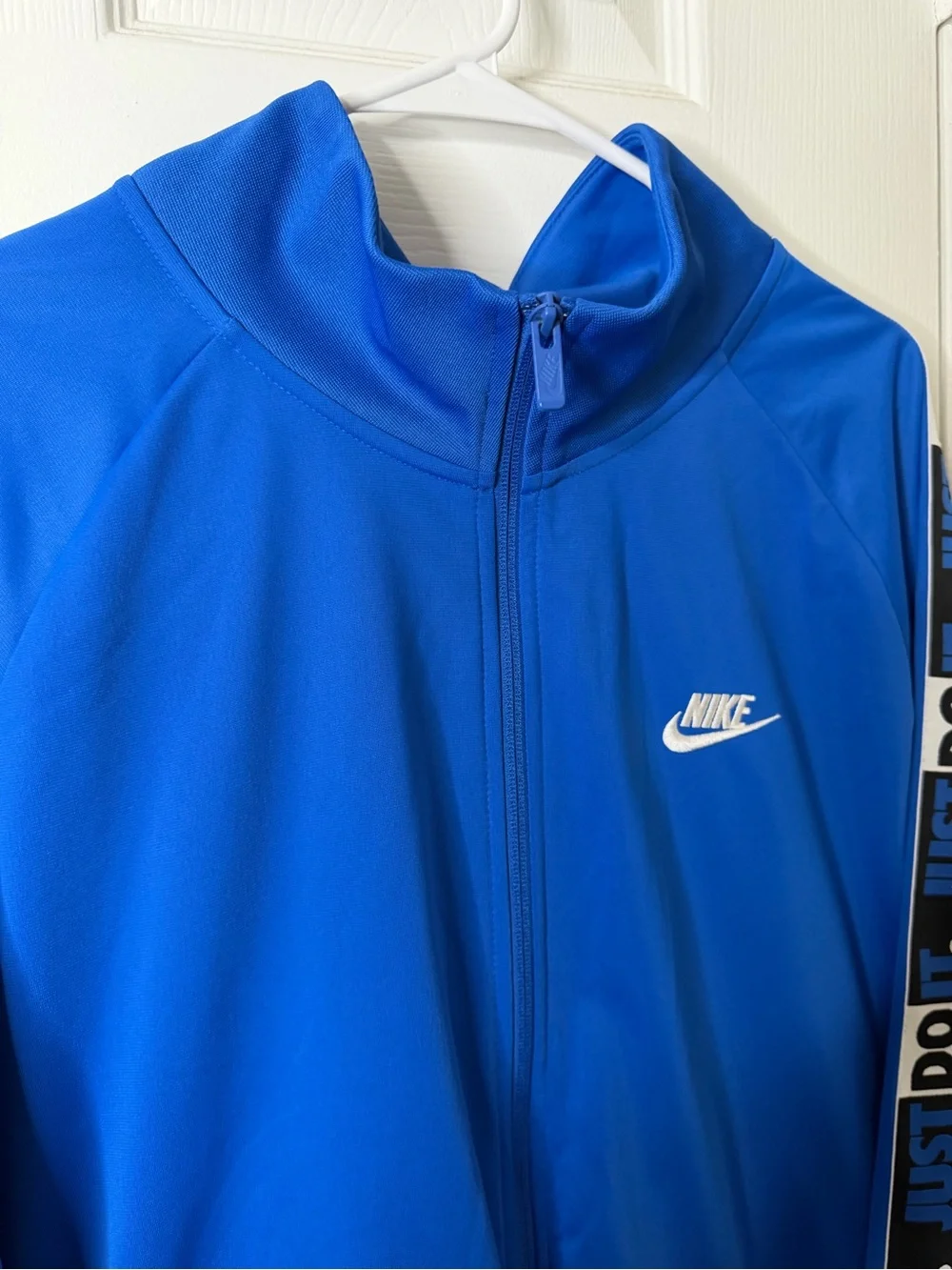 Nike Just Do It Track Jacket Men’s XXL Blue Full Zip Logo Tape